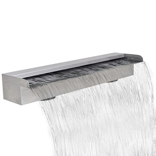 vidaXL Fuente Rectangular para Piscina Acero Inoxidable 60 cm Jardín Estanque