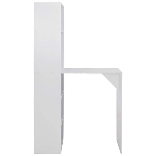 vidaXL Mesa de Bar Madera Blanca 115x59x200 cm Mesita Mesilla Elevada Alta Mueble Mobiliario Auxiliar Comedor Pub Estanterías Consola