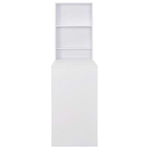 vidaXL Mesa de Bar Madera Blanca 115x59x200 cm Mesita Mesilla Elevada Alta Mueble Mobiliario Auxiliar Comedor Pub Estanterías Consola
