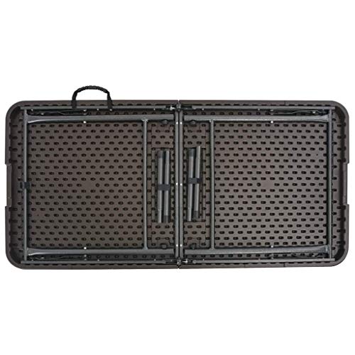 vidaXL Mesa de Jardín Plegable HDPE Marrón Aspecto de Ratán Mobiliario Patio