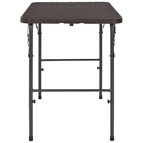 vidaXL Mesa de Jardín Plegable HDPE Marrón Aspecto de Ratán Mobiliario Patio