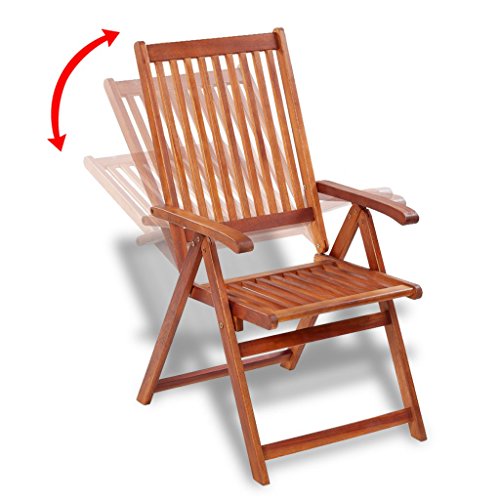 vidaXL Silla de Comedor Jardín Exterior Plegables 5 Posiciones Madera Acacia