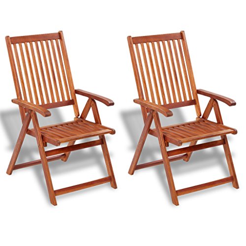 vidaXL Silla de Comedor Jardín Exterior Plegables 5 Posiciones Madera Acacia