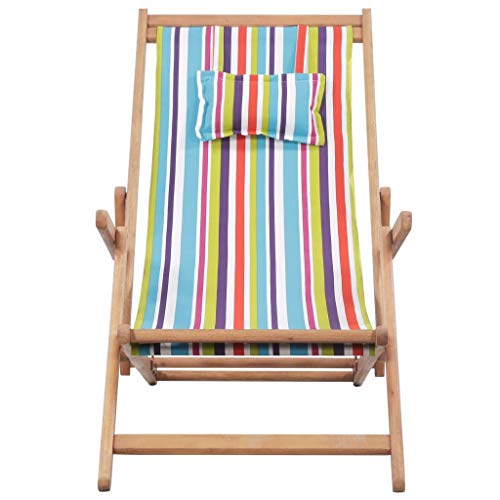 vidaXL Silla Playa Plegable Tela Multicolor Asiento Piscina Terraza Exterior