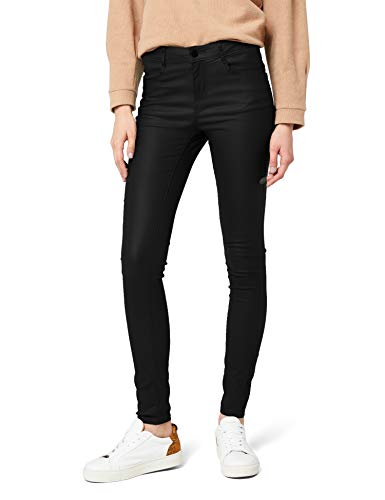Vila Clothes Vicommit RW New Coated-Noos Pantalones, Negro (Black), 38 (Talla del Fabricante: Medium) para Mujer