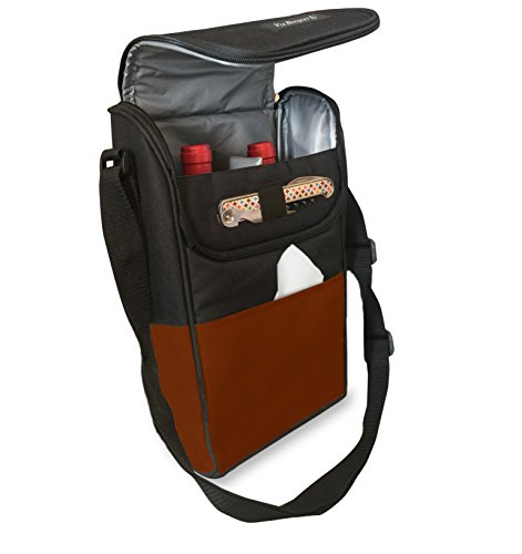 Vin Bouquet FIE 139 - Bolsa Térmica, Tela, para 2 Botellas, Color Negro y Bourdeos