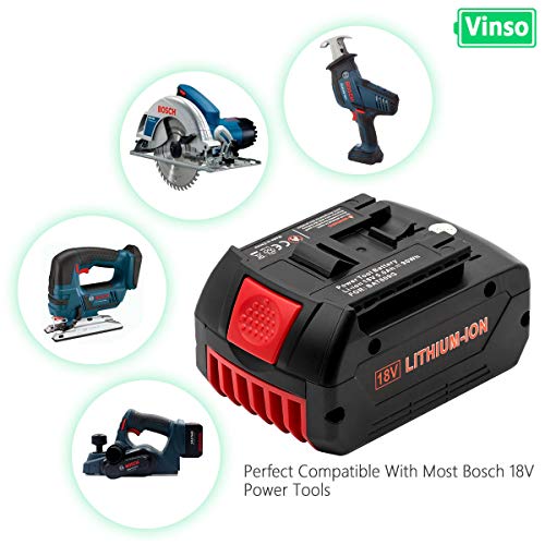 Vinso - Batería de repuesto para Bosch BAT609 (18 V, 5 Ah, 2607336092, 2607336236, 2607336170, 2607336235, Bosch GBA BAT609, BAT609G, BAT619, BAT621, BAT620, con indicadores LED, 2 unidades)