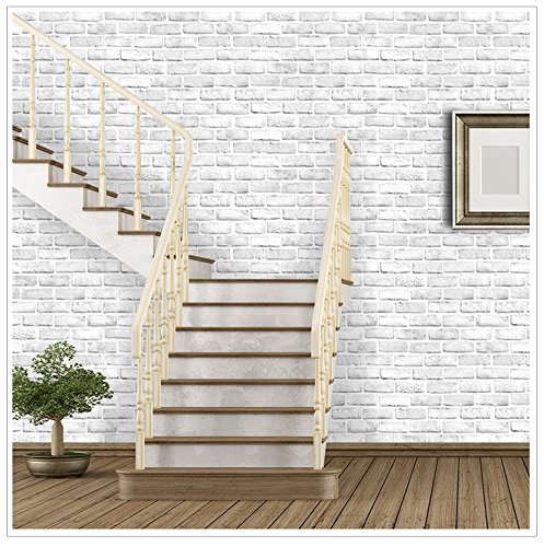 Vintage y Color blanco ladrillo patrón Contacto Papel Vinilo autoadhesivo papel pintado para sala de estar dormitorio cocina cuarto de baño decoración de la pared 45 x 500 cm