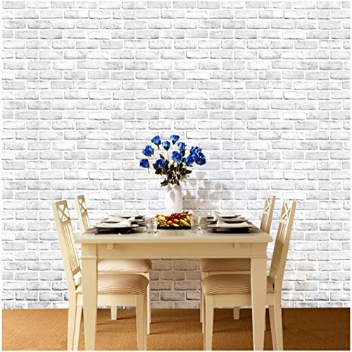 Vintage y Color blanco ladrillo patrón Contacto Papel Vinilo autoadhesivo papel pintado para sala de estar dormitorio cocina cuarto de baño decoración de la pared 45 x 500 cm