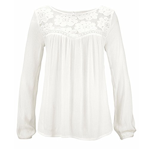 VJGOAL Moda Casual para Mujer de Manga Larga Sexy Encaje Hueco Patchwork Solid Tops Blusa