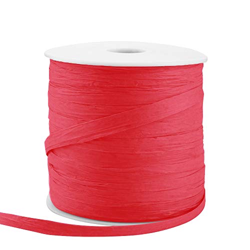 VKTY - Cinta de regalo para manualidades, decoración de Navidad, 210 m, cinta de papel de rafia para manualidades, envolver regalos, 1 rollo de color verde, rosso, 1 pieza