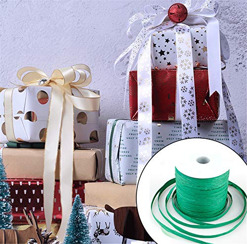 VKTY - Cinta de regalo para manualidades, decoración de Navidad, 210 m, cinta de papel de rafia para manualidades, envolver regalos, 1 rollo de color verde, rosso, 1 pieza