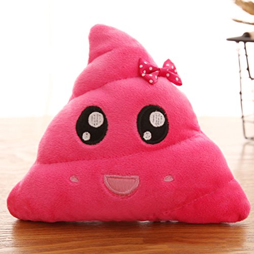 VORCOOL Cojin Emoticono Caca Peluche Almohada Emoticono Sonriente Suave 20cm (Flor Rosa)