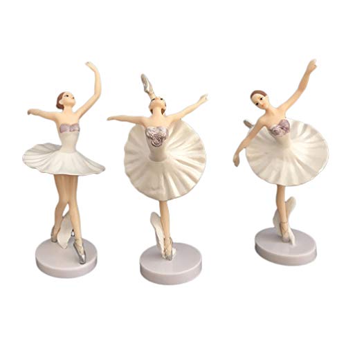 Vosarea - Bailarinas, figuras de niñas bailarinas, decoración de ballet, adorno de niñas para escritorio, oficina, Navidad, regalo de año nuevo, 3 unidades (blanco)