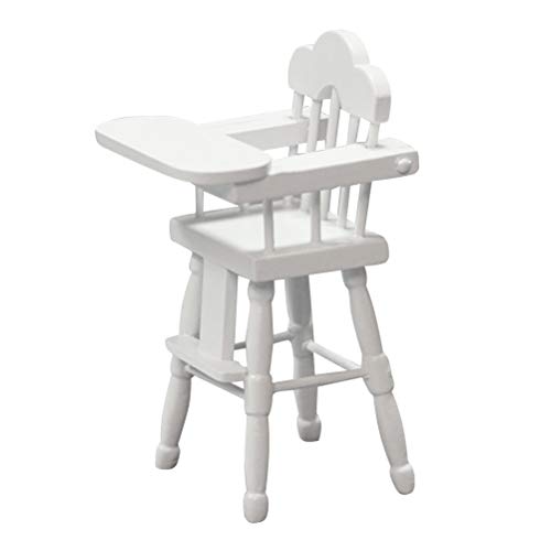 VOSAREA Casa de muñecas de Madera Muebles en Miniatura Mini Trona Juguetes de Silla de Comer Ajustable Trona para bebé niño pequeño (Patrón 1:12)