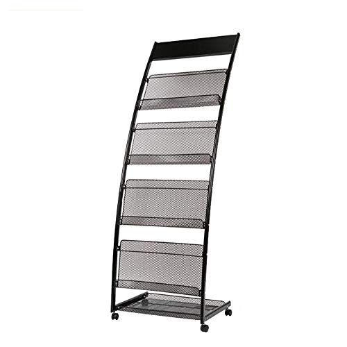 W-J-S W-H Porta Folletos De Pie For Oficina 4 Capas De Expositor De Revista De Color Hierro 4 Ruedas - Extraíble A+++ (Size : 63.5x38x140cm)