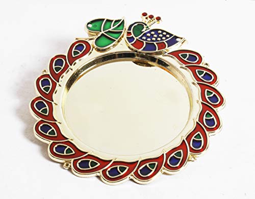 W Weblytech Diwali Pooja Thali - Juego de platos decorativos de madera de tilak, Laxmi/Ganesh Pooja Hindu Puja