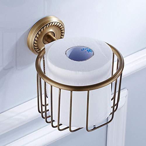 WANDOM Accesorios de baño Europeos de latón Macizo Venta al por Mayor Rollo de Cobre Soporte de Papel higiénico Canasta Antigua Bastidor de Almacenamiento de Tejidos complejos