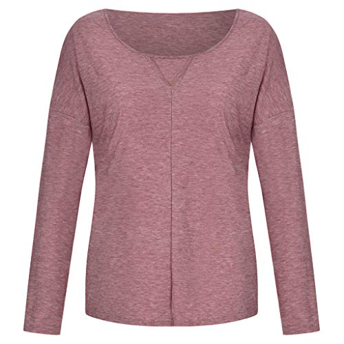 WARMWORD Mujer Tops Color sólido Mujer Cuello Redondo Camiseta Casual Manga Larga tee Camisas Moda Blusa de Las señoras Blusas para Mujer Otoño Talla Grande S-5XL