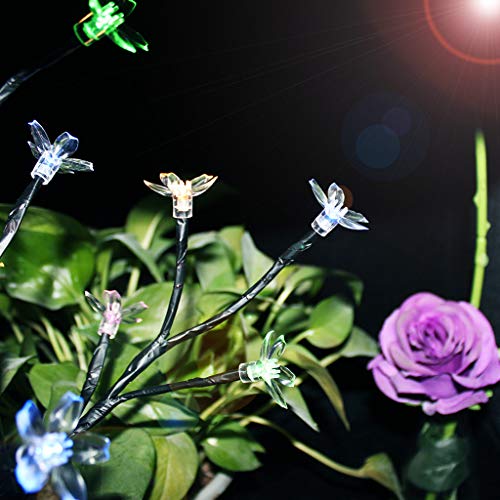 Watopi ramas de árbol de flores solares de cerezo con luces LED de grado exterior, luz de noche que cambia de color, impermeable, decoración para jardín, césped o patio