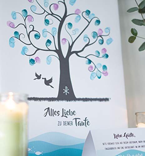 Wedding-tree - Lienzo con huellas dactilares, árbol de invitados, bautizo, comunión