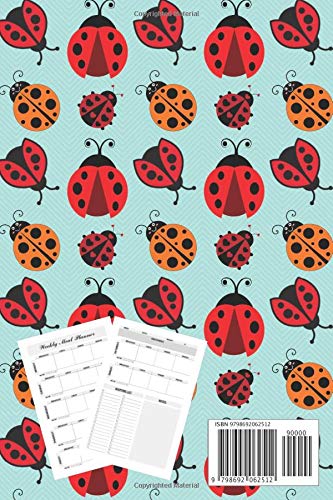Weekly Meal Planner: Notebook With Grocery List (52-Week Food Planner Undated) Ladybug Gifts for Teen Girls & Women