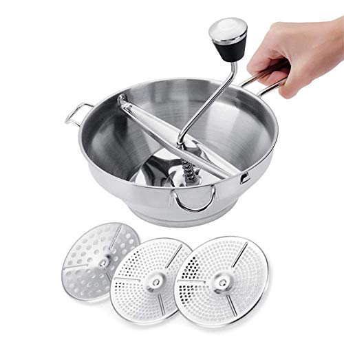 weiwei Mezclador de Metal para Alimentos,3 Discos de Acero Inoxidable de 7.5x7.8x11.8 '',Herramientas de Molino de Alimentos de Cocina,para Vegetales/Zanahoria/Tomate/Papa/arroz