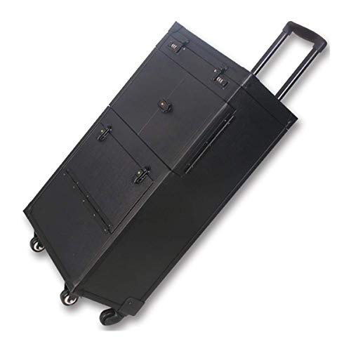 Wensa Negro Profesional de Aluminio del Equipaje del balanceo, Casos cosméticos de Maquillaje de la Carretilla, Salón de la Caja del Peluquero con Extensibles Bandejas y Brush Holder