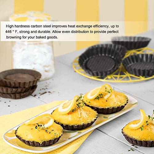 WENTS Molde para tartaleta 7PCS Mini Quiche Ø11cm Molde para Tartaletas Antiadherentes Molde Mini Moldes Bordes Rizados para Hornear Acero con Revestimiento Antiadherente