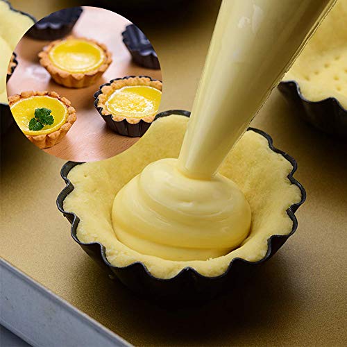 WENTS Molde para tartaleta 7PCS Mini Quiche Ø11cm Molde para Tartaletas Antiadherentes Molde Mini Moldes Bordes Rizados para Hornear Acero con Revestimiento Antiadherente