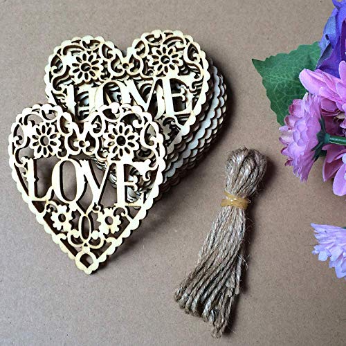 Wghz Creativo rústico de Madera Amor corazón Colgante Colgante decoración del hogar Regalos Manualidades de Bricolaje 10 Piezas, decoración Adornos Colgantes Adornos Colgantes Accesorios