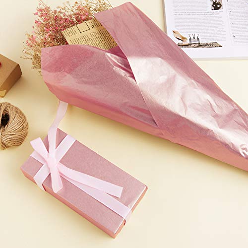 Whaline - Papel de seda a granel, 100 hojas de papel de regalo, metálico, color oro rosa