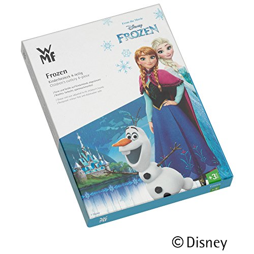 WMF Disney Frozen - Cubertería para niños 4 piezas (tenedor, cuchillo de mesa, cuchara y cuchara pequeña) (WMF Kids infantil)
