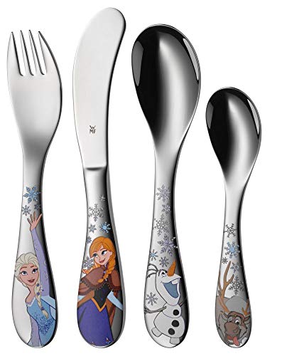 WMF Disney Frozen - Cubertería para niños 4 piezas (tenedor, cuchillo de mesa, cuchara y cuchara pequeña) (WMF Kids infantil)