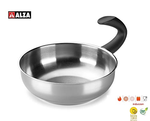 Wok ALZA. Wok Fabricado en Acero Inoxidable 18/10, Apta para Todo Tipo de Cocina, INDUCCIÓN. Fácil Limpieza. Apto para lavavajillas. Diseño novedoso mango G Zero (ACERO)