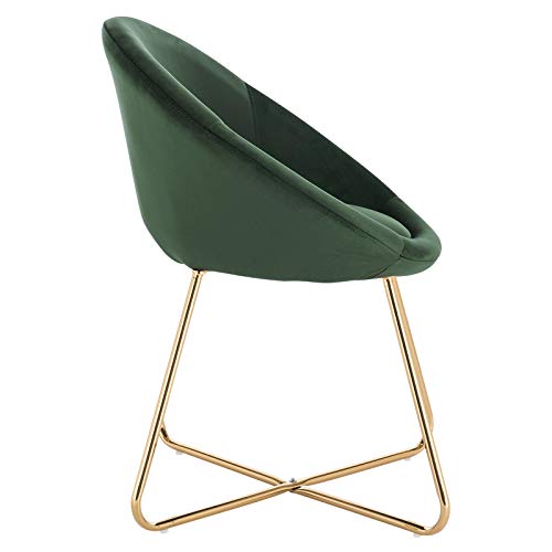 WOLTU 2X Sillas Cocina Silla Tapizada en Terciopelo Silla Nórdica Vintage Silla Salon Silla Metal Taburete de Oficina Sillas de Comedor Silla Respaldo Verde Oscuro BH217dgn-2