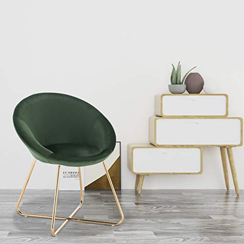 WOLTU 2X Sillas Cocina Silla Tapizada en Terciopelo Silla Nórdica Vintage Silla Salon Silla Metal Taburete de Oficina Sillas de Comedor Silla Respaldo Verde Oscuro BH217dgn-2