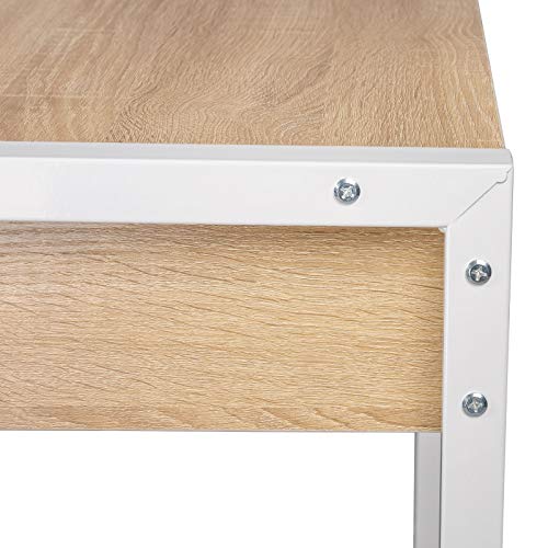 WOLTU Escritorio de Ordenador Mesa de Oficina Mesa de Trabajo PC Mesa de Ordenador portátil, con 2 cajones, de Madera y Acero, 100x50x76cm Roble TSG27hei