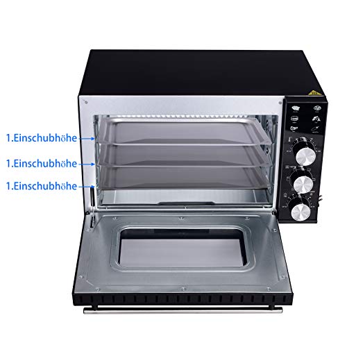 WOLTU Horno Eléctrico de Sobremesa 1800W 30 litros Horno de Conveccción Temperatura hasta 230 Horno Tostador Mini Multifunción Negro BF02sz