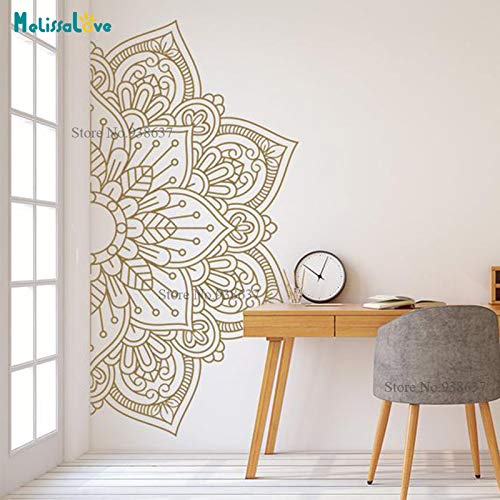 woyaofal Mandala en Medio diseño de Gran tamaño Ornamento marroquí Yoga Tema calcomanía Estudio decoración Arte de la Pared decoración para el hogar 57x114 cm