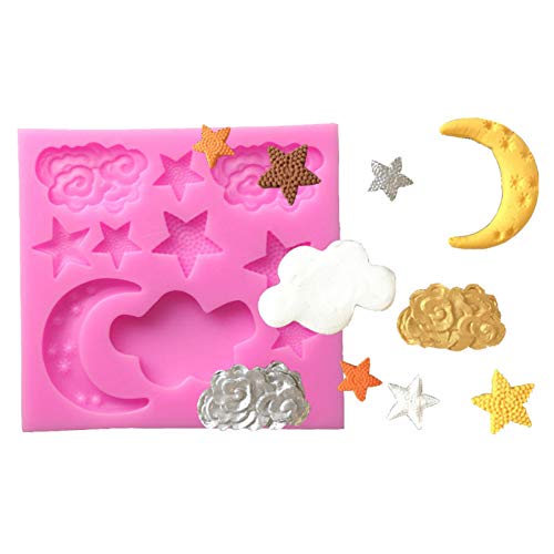 WQSD Molde de Silicona para jabón con Forma de Nube de Estrella y Luna 3D, Molde de Pastel de Chocolate Hecho a Mano, decoración de Fondant para Tartas,   fabricación de Molde de Silicona