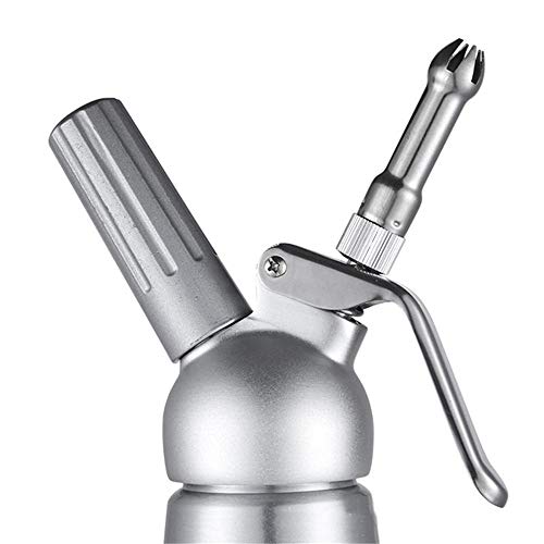 WXH Dispensador de batidor de Crema, Pistola de Espuma de Aluminio con 3 boquillas de decoración de Acero Inoxidable Botella de sifón de nitrógeno para Bandeja de Postre de Fiesta en casa