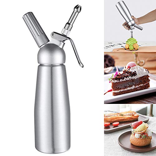 WXH Dispensador de batidor de Crema, Pistola de Espuma de Aluminio con 3 boquillas de decoración de Acero Inoxidable Botella de sifón de nitrógeno para Bandeja de Postre de Fiesta en casa