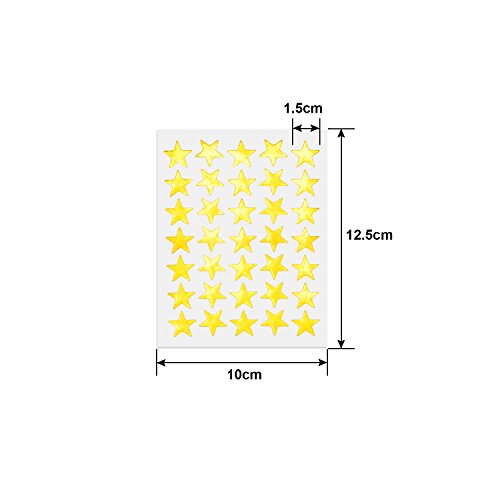 WXJ13 -Paquete de 100 hojas con 3500 pegatinas adhesivas de estrella dorada de 1,5 cm