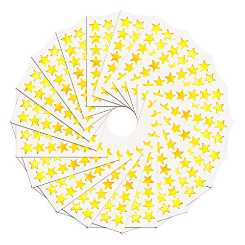 WXJ13 -Paquete de 100 hojas con 3500 pegatinas adhesivas de estrella dorada de 1,5 cm