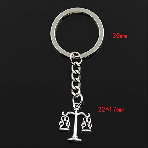 WYNYX Moda Hombre 30mm Llavero DIY Metal Titular Cadena   Libra balanza de la Justicia 22x17mm Colgante de Plata Regalo