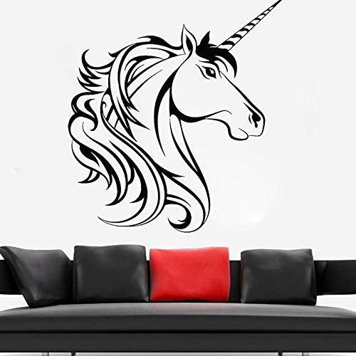wZUN Etiqueta de la Pared de Dibujos Animados Unicornio Vinilo calcomanía decoración del Dormitorio de los niños Cabeza de Animal extraíble decoración del hogar 28X30cm
