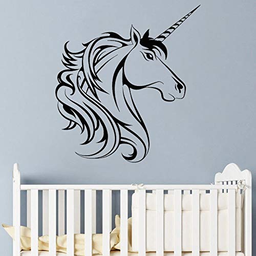 wZUN Etiqueta de la Pared de Dibujos Animados Unicornio Vinilo calcomanía decoración del Dormitorio de los niños Cabeza de Animal extraíble decoración del hogar 28X30cm
