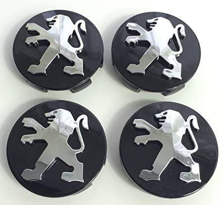 x4 Alta Calidad Peugeot 60 mm aleación Badge cromo negro Logo Emblema Mediados Hub – Tapas Buje tapas Buje Tapa Llanta Tapa Tapacubos nadadores Peugeot 106 107 206 207 306 307 506 507 108 208