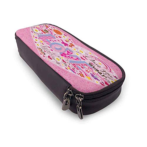 XCNGG Estuche para lápices Doodle, I Love You Sugar Giant Heart con letras grandes Love Valentines Smiles Flowers para estudiantes y artistas Rosa Multicolor